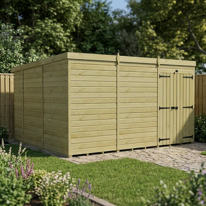 12 x 10 Pent Shed (Double Door, No Windows) - view 3