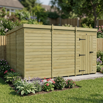 12 x 10 Pent Shed (Single Door, No Windows) - view 4