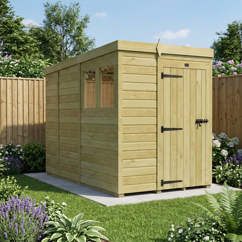 5 x 9 Pent Shed (Single Door, With Windows) - view 3