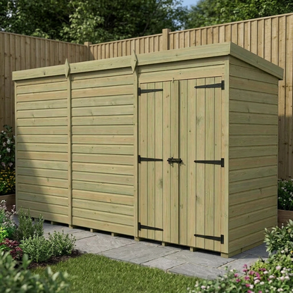 12 x 4 Pent Shed (Double Door, No Windows) - view 4