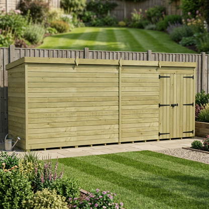 16 x 4 Pent Shed (Double Door, No Windows) - view 5