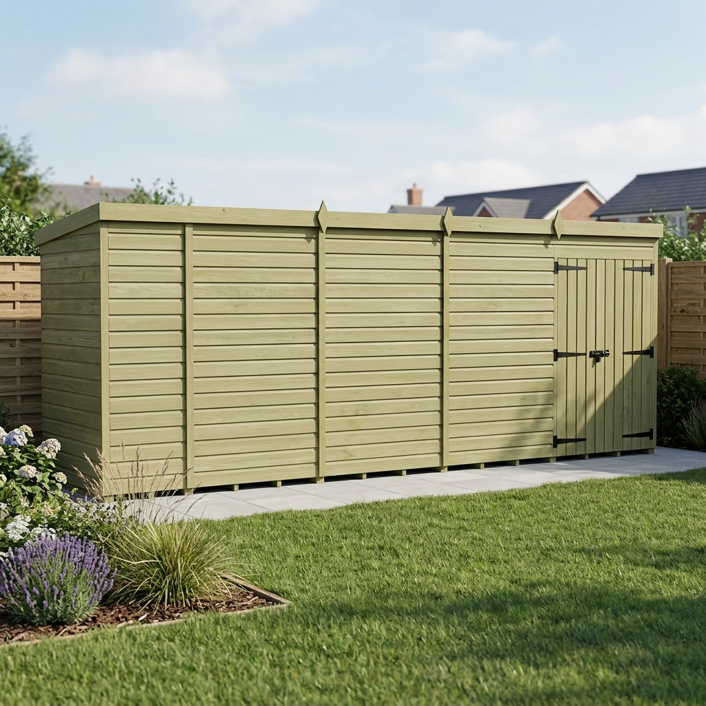 17 x 4 Pent Shed (Double Door, No Windows) - view 6