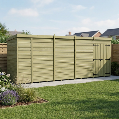 17 x 4 Pent Shed (Double Door, No Windows) - view 6