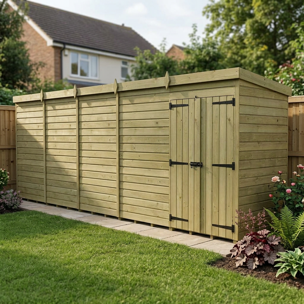 20 x 4 Pent Shed (Double Door, No Windows) - view 4