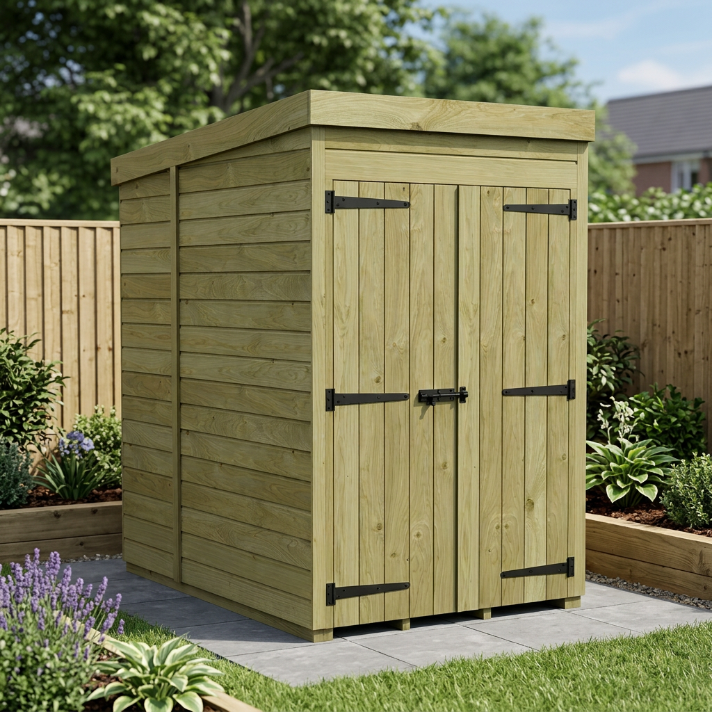 4 x 5 Pent Shed (Double Door, No Windows) - view 3