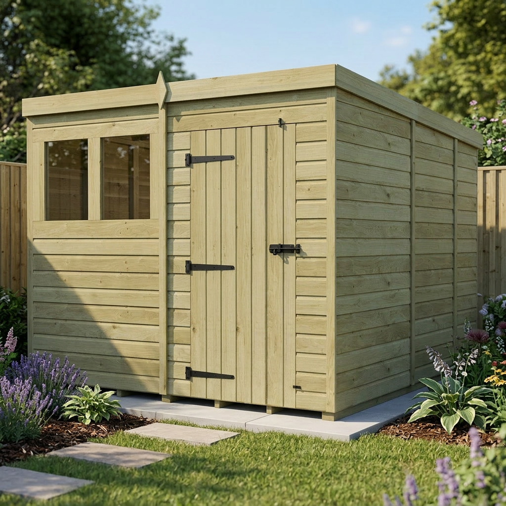 8 x 9 Pent Shed (Single Door, With Windows) - view 5