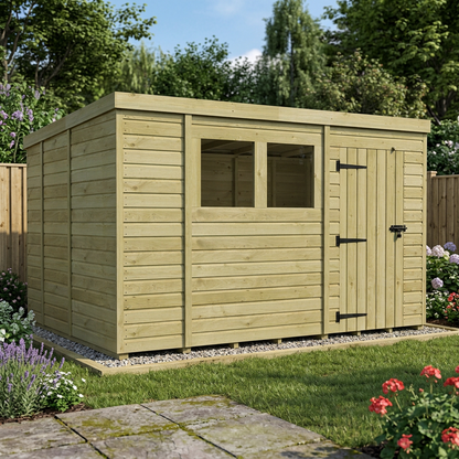 13 x 9 Pent Shed (Single Door, With Windows) - view 4