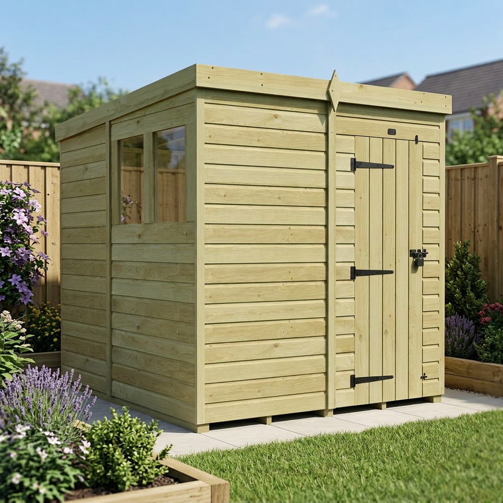 7 x 9 Pent Shed (Single Door, With Windows) - view 3