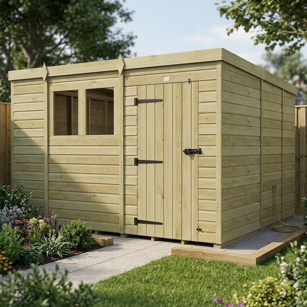 10 x 9 Pent Shed (Single Door, With Windows) - view 5