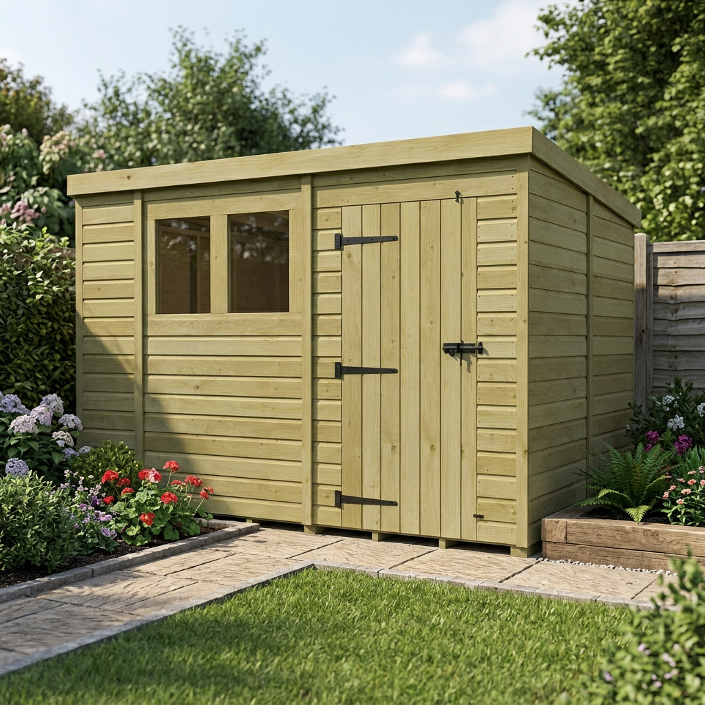 11 x 9 Pent Shed (Single Door, With Windows) - view 6