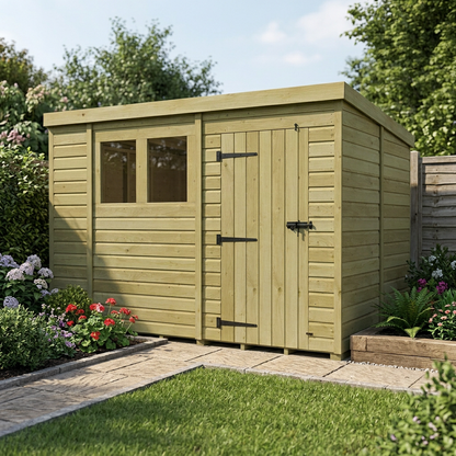 11 x 9 Pent Shed (Single Door, With Windows) - view 6