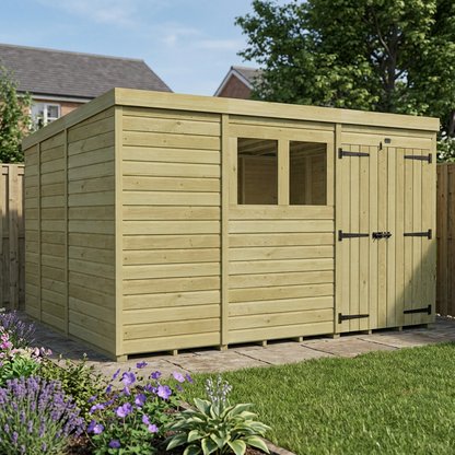11 x 9 Pent Shed (Double Door, With Windows) - view 5