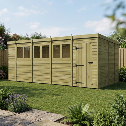 18 x 9 Pent Shed (Single Door, With Windows) - view 4