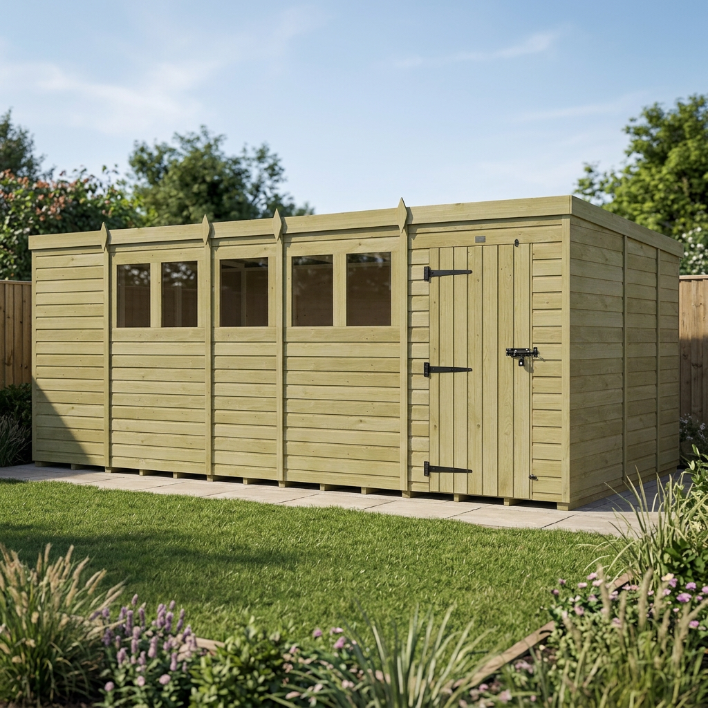 19 x 9 Pent Shed (Single Door, With Windows) - view 4