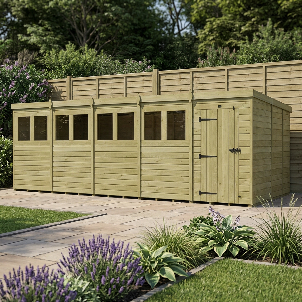 20 x 9 Pent Shed (Single Door, With Windows) - view 4