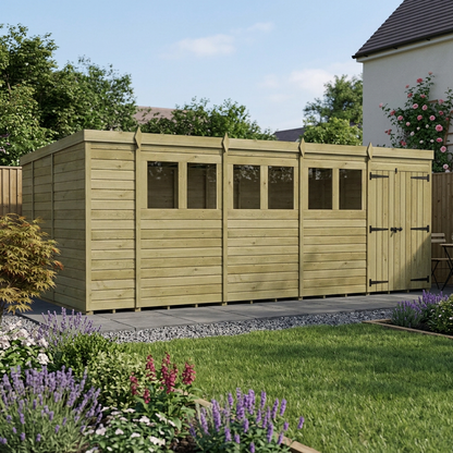 18 x 9 Pent Shed (Double Door, With Windows) - view 4