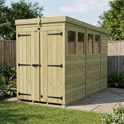 4 x 10 Pent Shed (Double Door, With Windows) - view 4