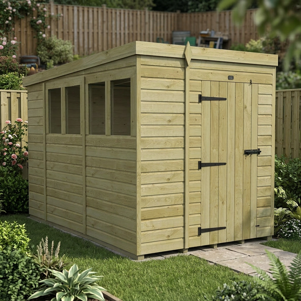 6 x 10 Pent Shed (Single Door, With Windows) - view 5