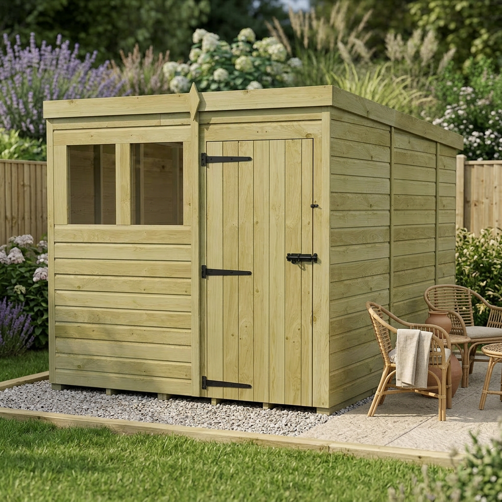 7 x 10 Pent Shed (Single Door, With Windows) - view 5