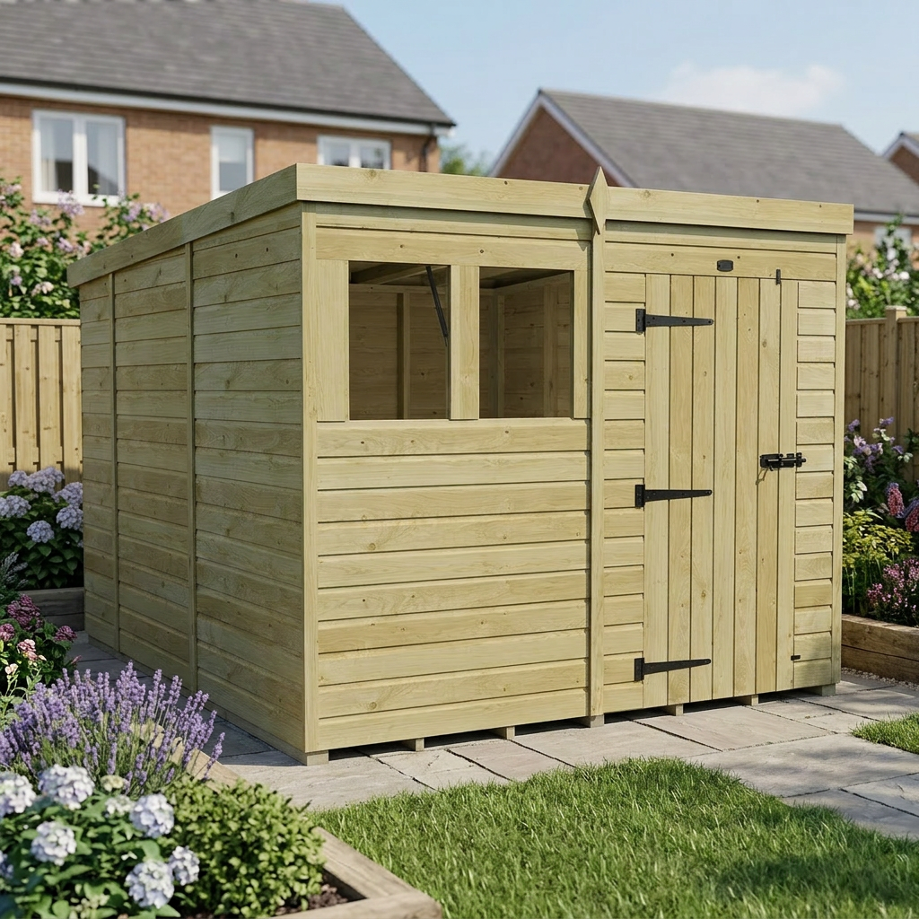 8 x 10 Pent Shed (Single Door, With Windows) - view 4