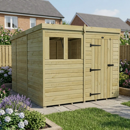 8 x 10 Pent Shed (Single Door, With Windows) - view 4