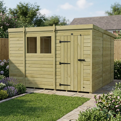 10 x 10 Pent Shed (Single Door, With Windows) - view 3