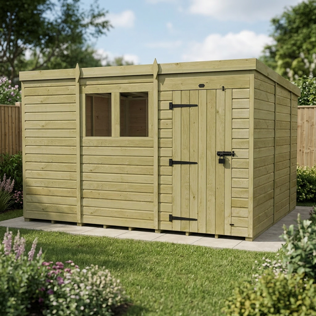 11 x 10 Pent Shed (Single Door, With Windows) - view 3