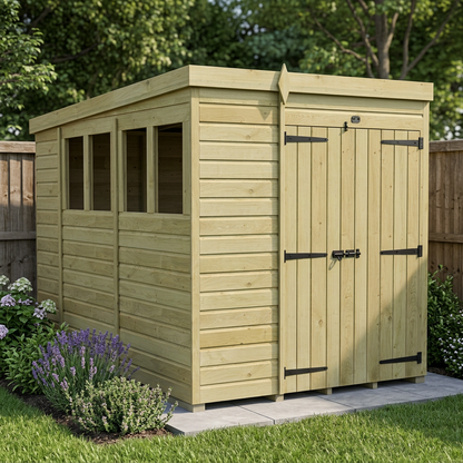 6 x 10 Pent Shed (Double Door, With Windows) - view 3