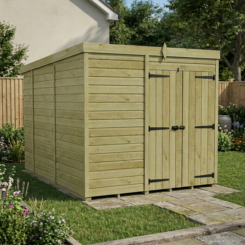 7 x 10 Pent Shed (Double Door, With Windows) - view 4