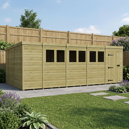 19 x 10 Pent Shed (Single Door, With Windows) - view 4