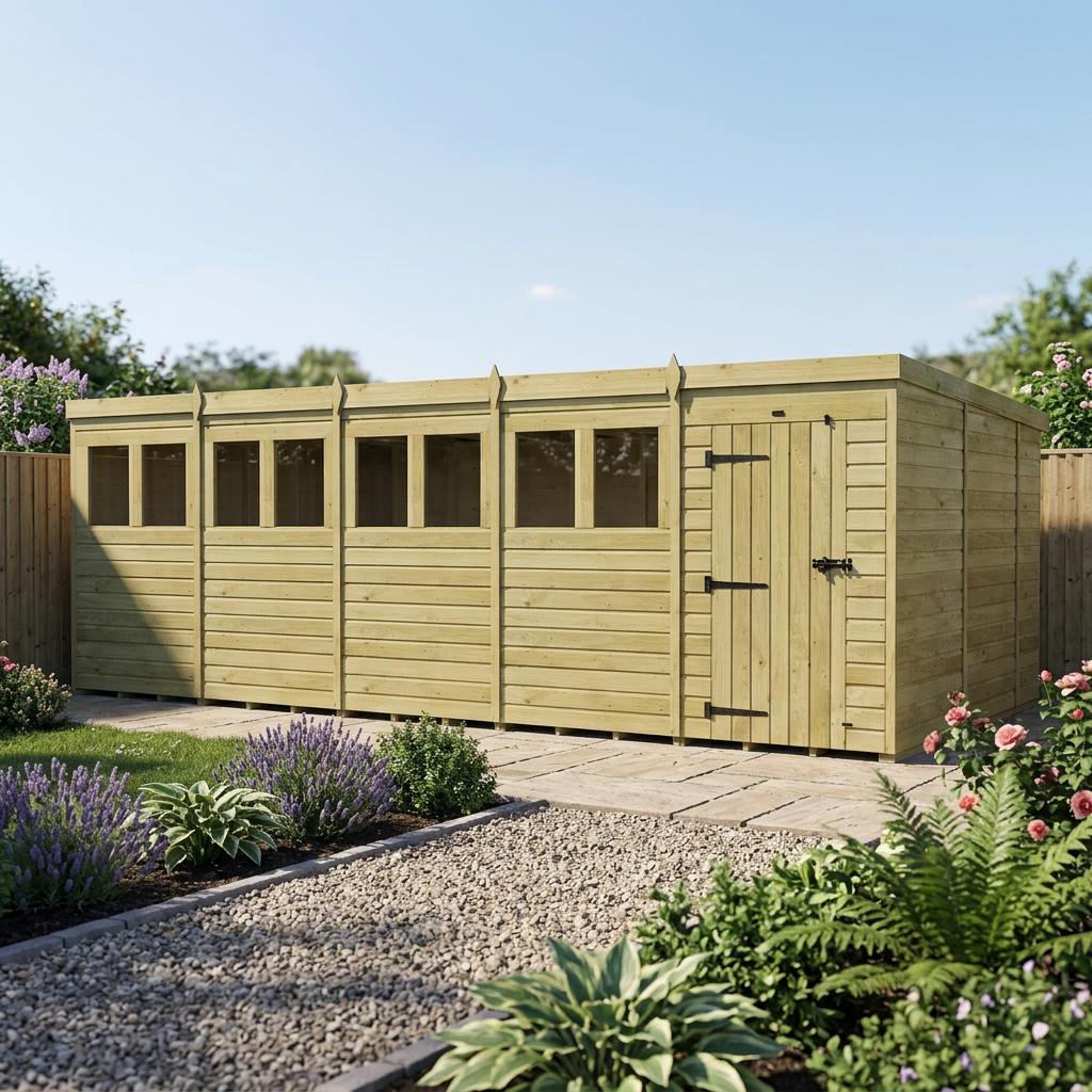 20 x 10 Pent Shed (Single Door, With Windows) - view 4