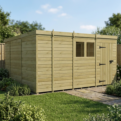 13 x 10 Pent Shed (Single Door, With Windows) - view 3