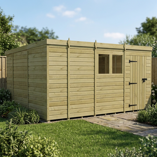 13 x 10 Pent Shed (Single Door, With Windows) - view 3