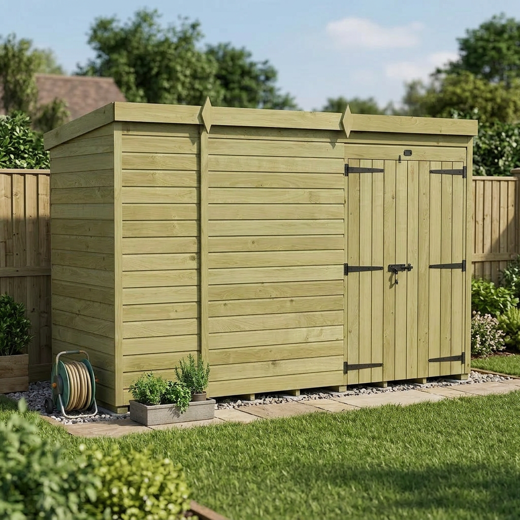 11 x 4 Pent Shed (Double Door, No Windows) - view 4