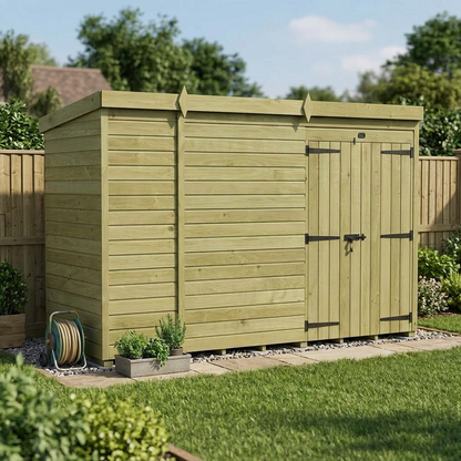 11 x 4 Pent Shed (Double Door, No Windows) - view 4