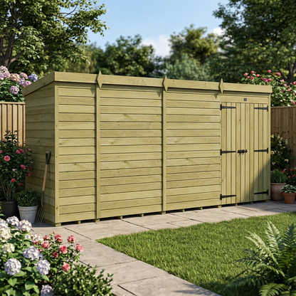 13 x 4 Pent Shed (Double Door, No Windows) - view 4