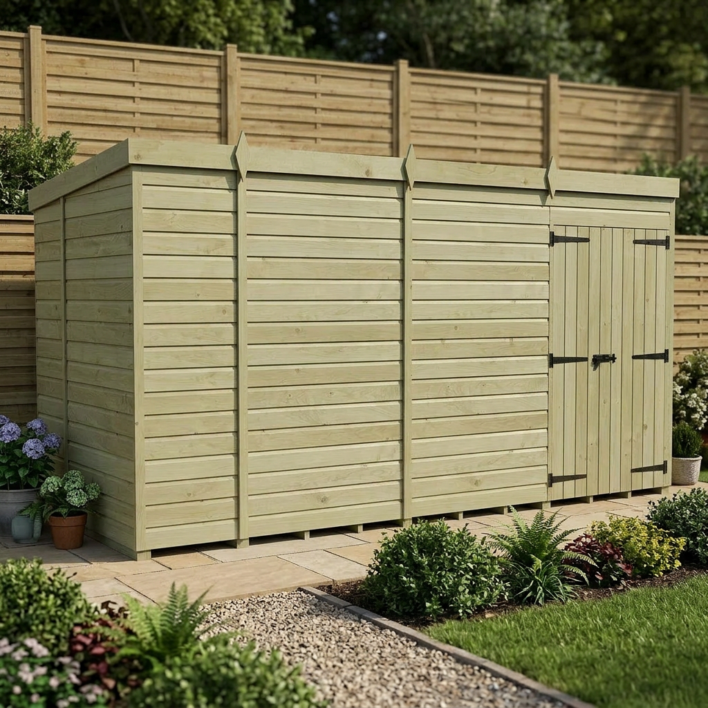 14 x 5 Pent Shed (Double Door, No Windows) - view 5