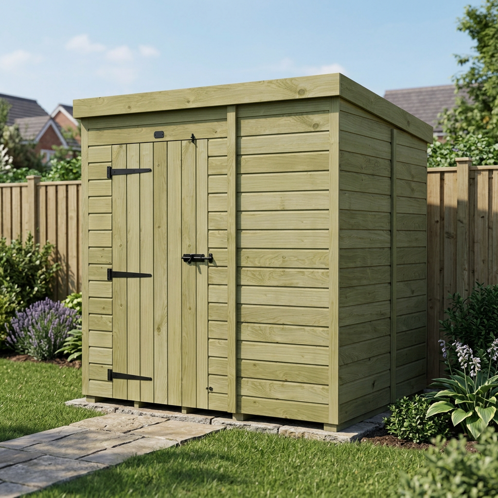 6 x 5 Pent Shed (Single Door, No Windows) - view 4