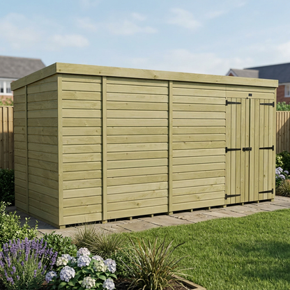 13 x 5 Pent Shed (Double Door, No Windows) - view 4