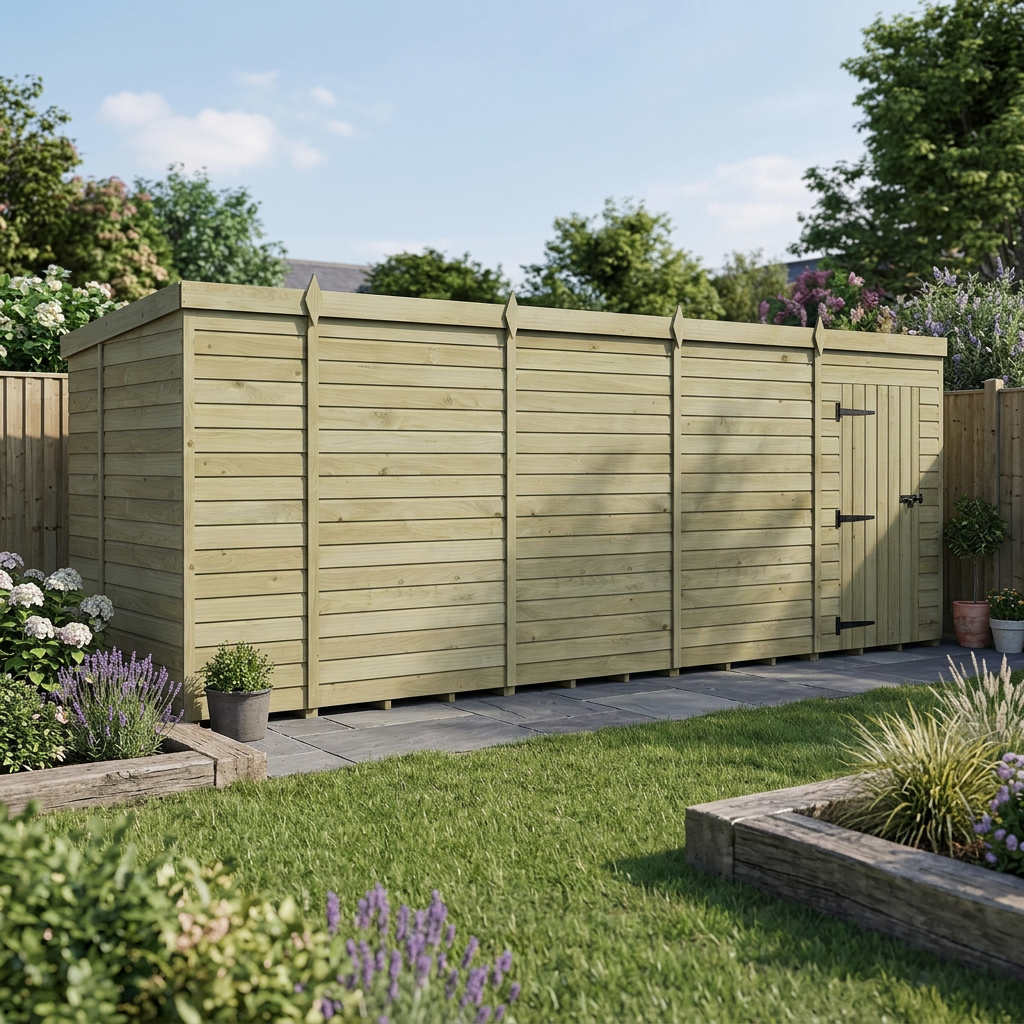 18 x 6 Pent Shed (Single Door, No Windows) - view 5
