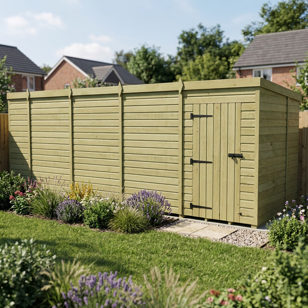 17 x 7 Pent Shed (Single Door, No Windows) - view 6