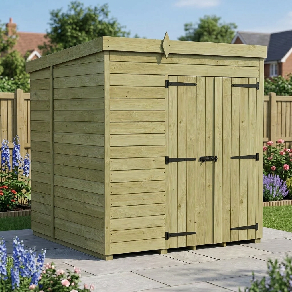 6 x 6 Pent Shed (Double Door, No Windows) - view 6