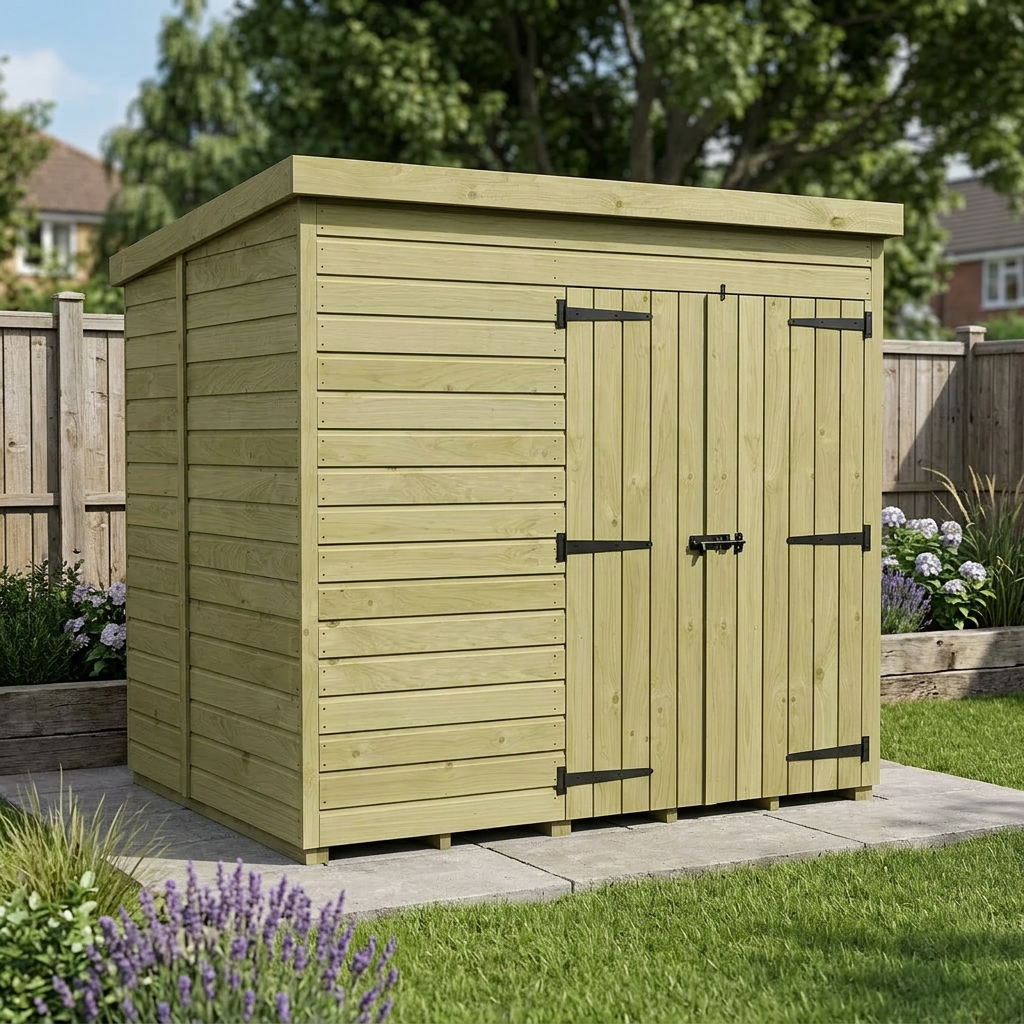 7 x 6 Pent Shed (Double Door, No Windows) - view 2