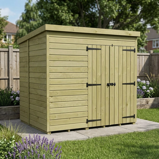 7 x 6 Pent Shed (Double Door, No Windows) - view 2
