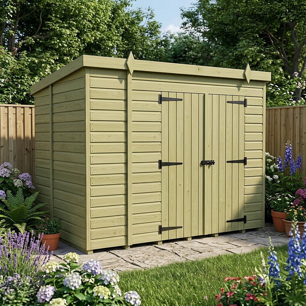 9 x 6 Pent Shed (Double Door, No Windows) - view 3