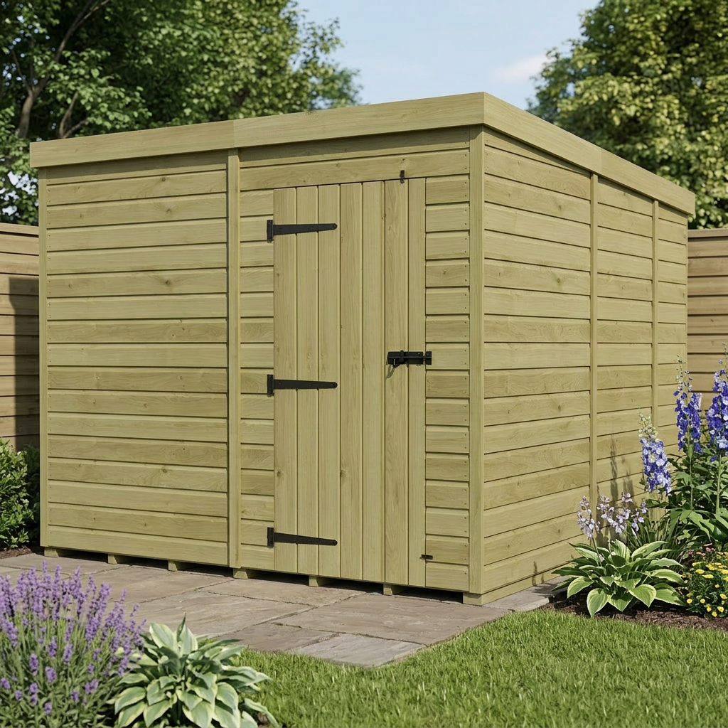 8 x 9 Pent Shed (Single Door, No Windows) - view 2