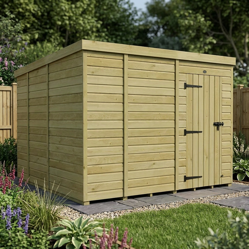 9 x 9 Pent Shed (Single Door, No Windows) - view 2