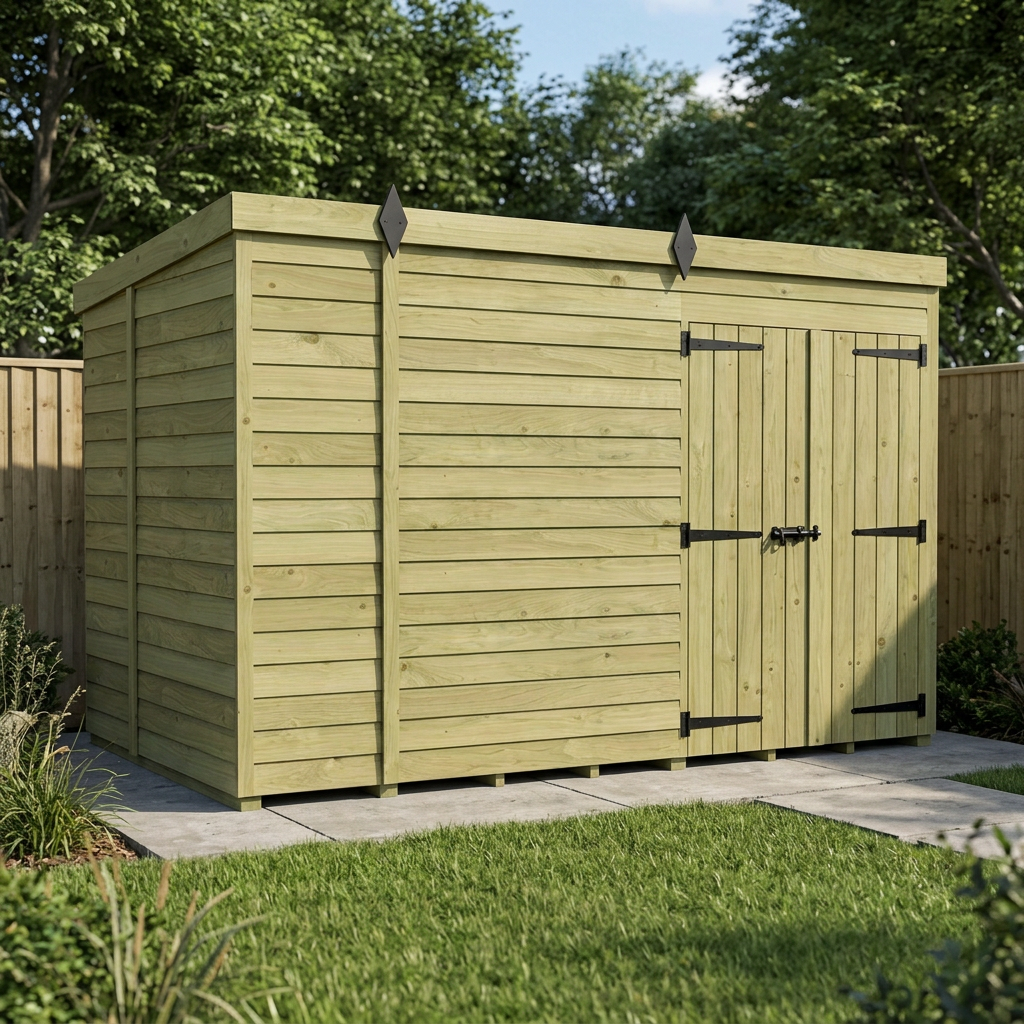 17 x 5 Pent Shed (Double Door, No Windows) - view 6