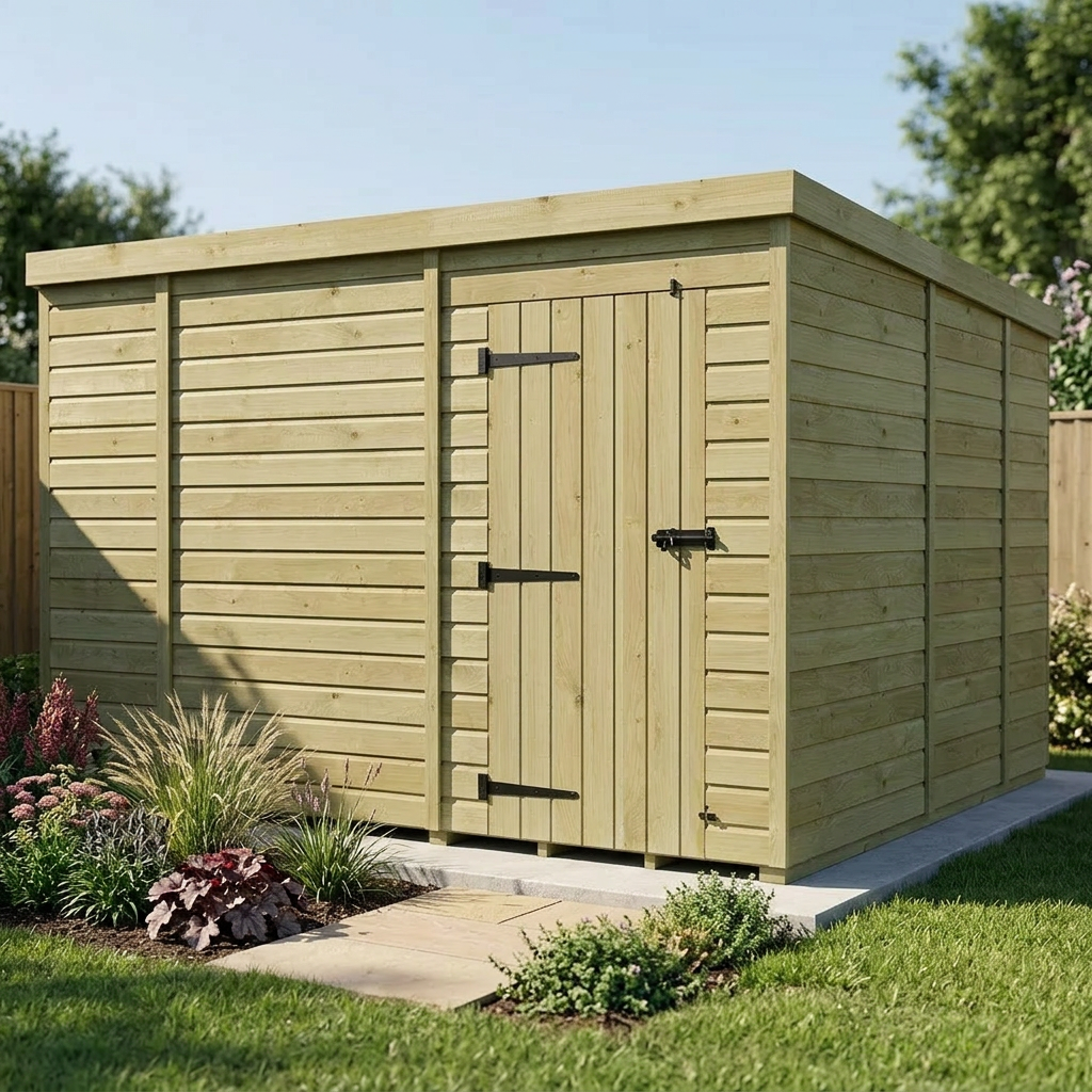 10 x 9 Pent Shed (Single Door, No Windows) - view 5