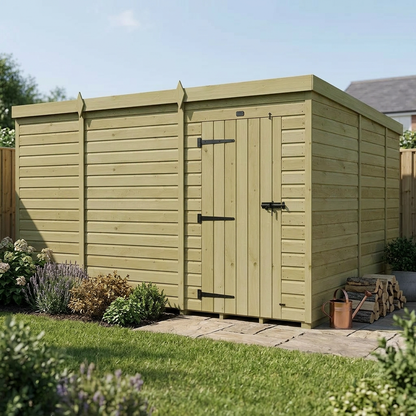 11 x 9 Pent Shed (Single Door, No Windows) - view 3